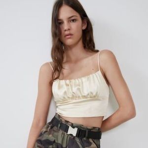 Gold Zara Satin Croptop